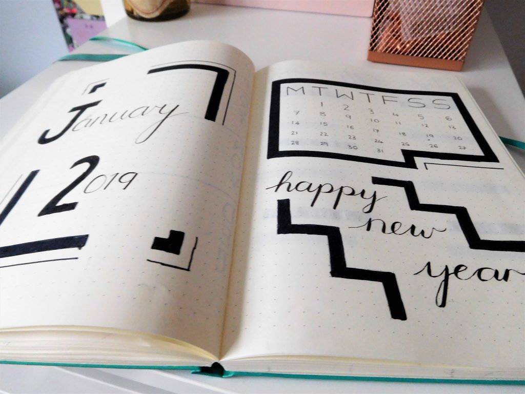 january 2019 bullet journal title page