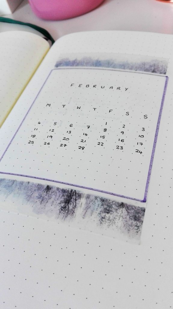 february 2019 bullet journal title page