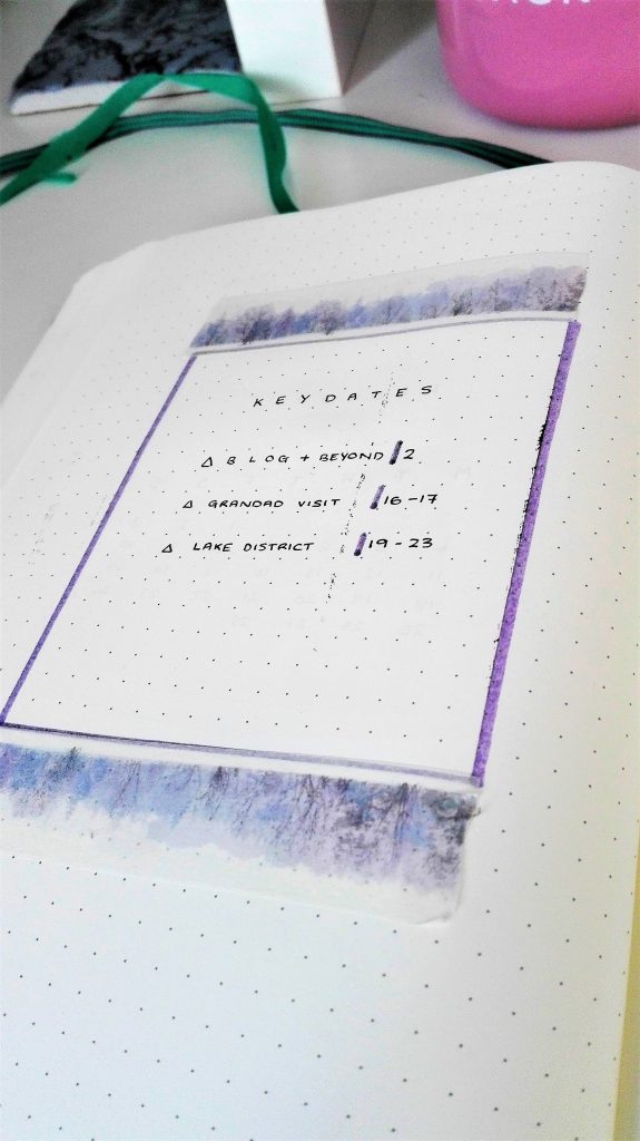 february 2019 bullet journal key date page