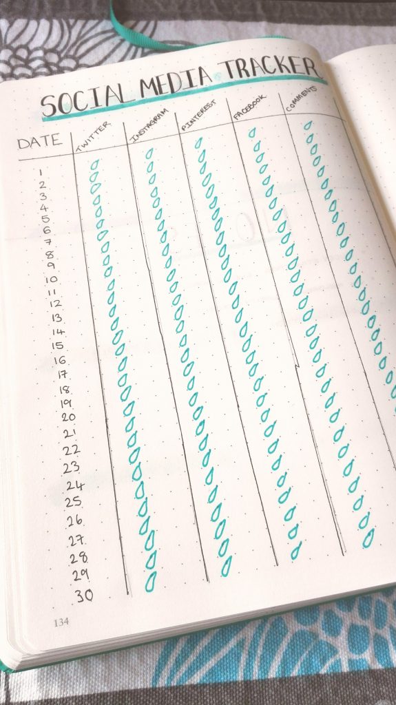 april 2019 bullet journal setup social media tracker