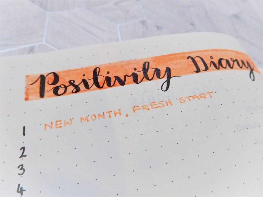 august bullet journal positivity diary