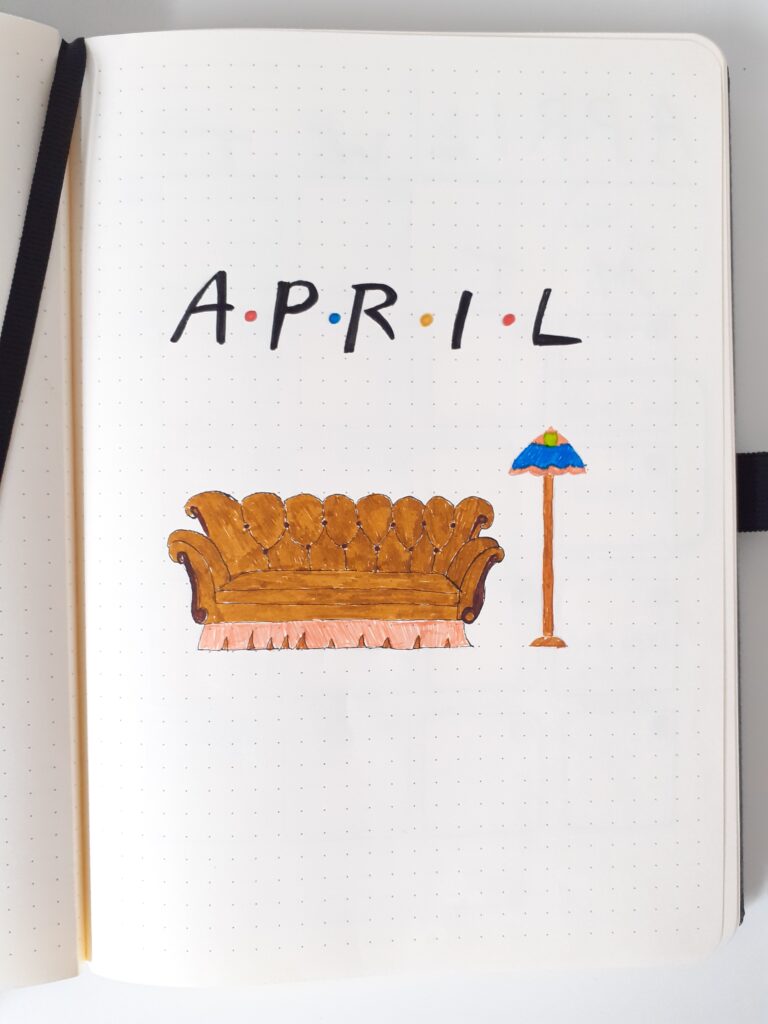 friends themed bullet journal setup april cover