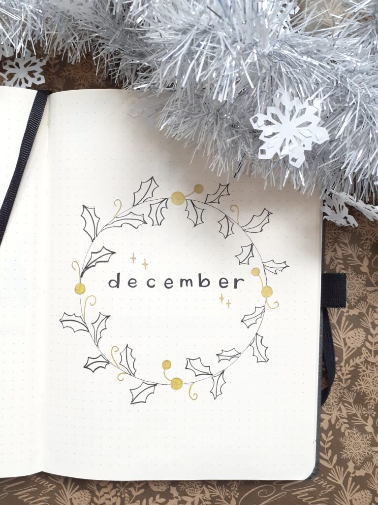 december 2020 bullet journal cover page