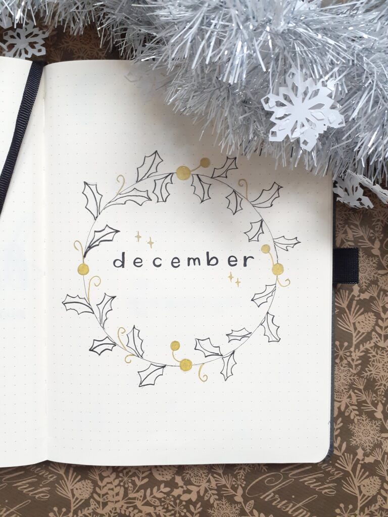 christmas theme bullet journal setup title page