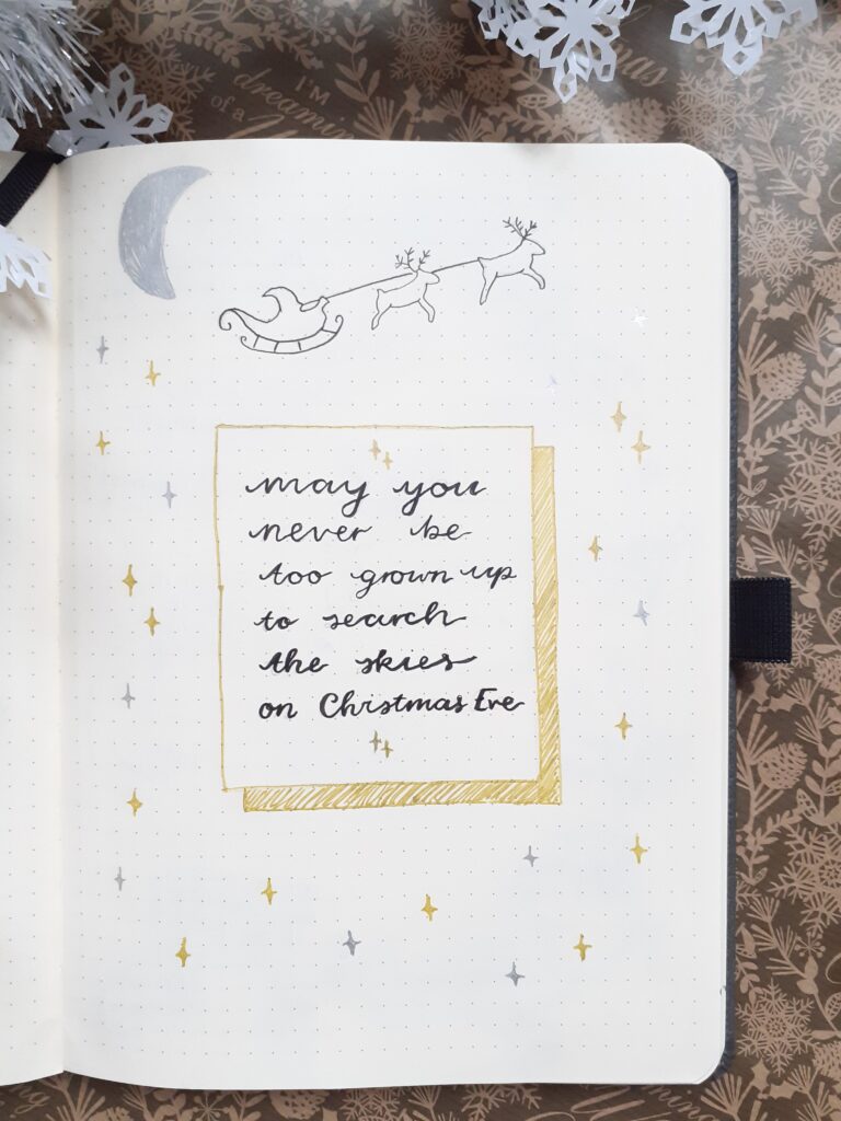 christmas bullet journal setup quote page